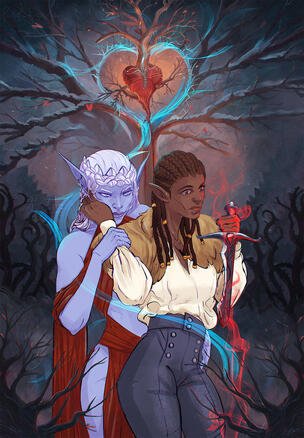 Blood Bride Cover Art two elves embracing