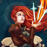 Fire witch woman with red hair